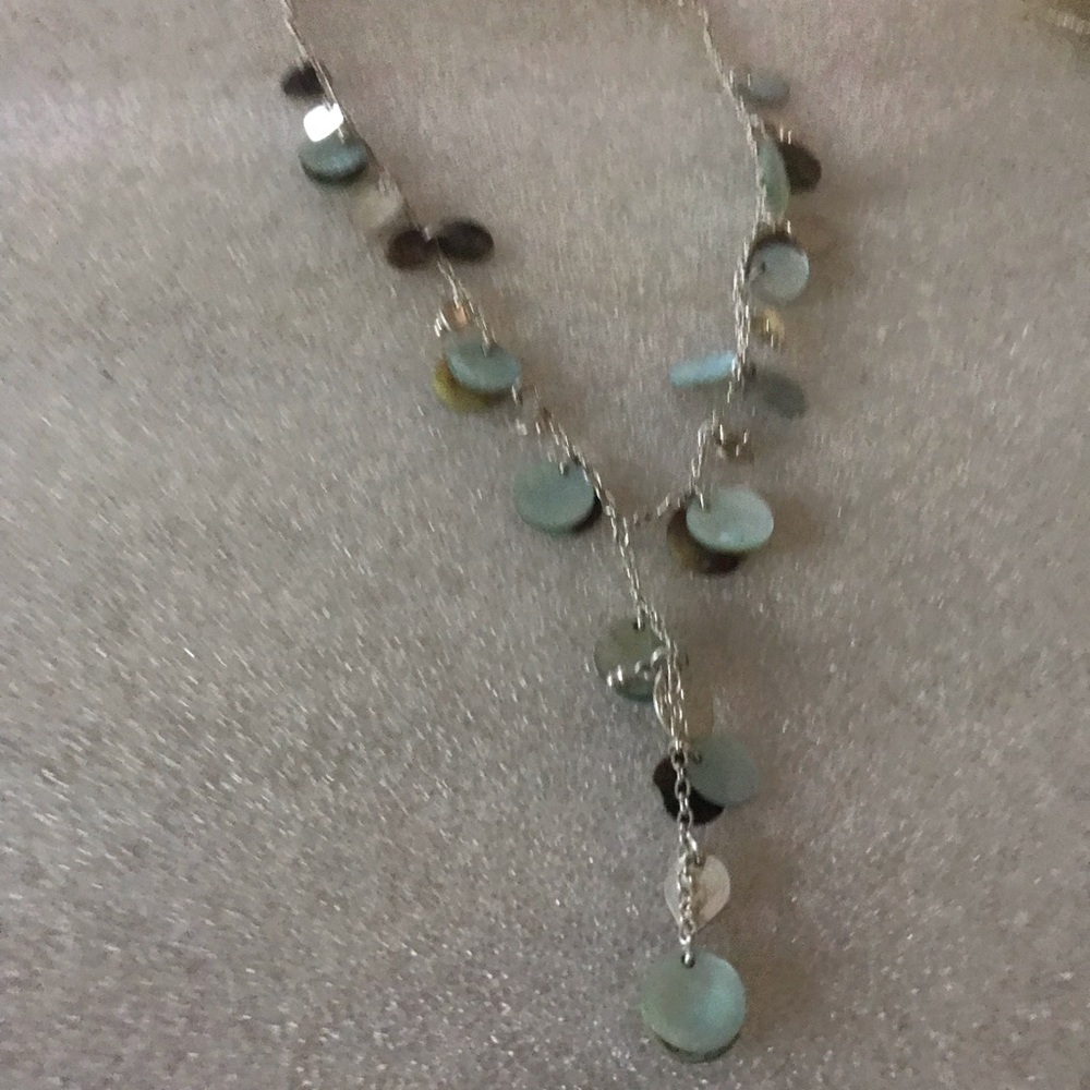 Delicate mop shell Aqua Disc Drop Necklace - Women's Jewellery